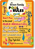 The Family Name Relax Swim Personalized Pool Rules Sign