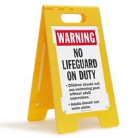 Warning No Lifeguard On Duty Floor Sign