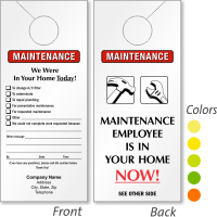 Custom Laser Printable Maintenance Two Sided Door Hanger