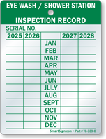 Eye Wash Inspection 4-Year Maintenance Tag