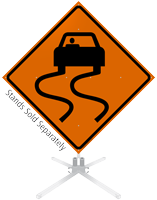 Slippery When Wet Symbol Roll-Up Sign