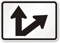 Straight Thru Angled Right Arrow Route Marker Sign