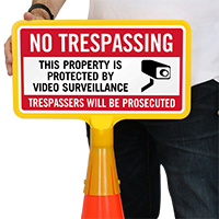 No Trespassing Video Surveillance ConeBoss Sign
