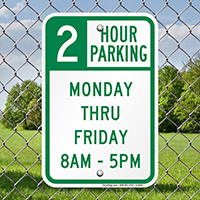2 Hour Parking Signs