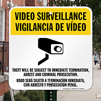 Bilingual Theft Subject To Immediate Termination Sign