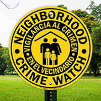 Bilingual Neighborhood Crime Watch Sign