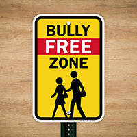Bully Free Zone With Graphic No Bullies Sign