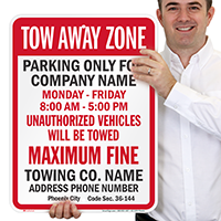 Custom Tow-Away Sign for Arizona Phoenix