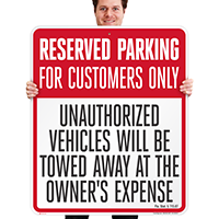 Custom Florida Customer Parking Tow-Away Sign