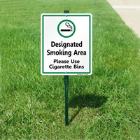 Designated Smoking Area Use Cigarette Bins Sign