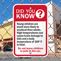 High Temperatures Dont Leave Children Pets Car Signs