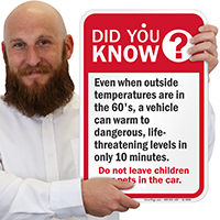 Did You Know Dont Leave Children Car Signs