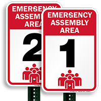 Emergency Assembly Area 1 Signs, Evacuation Sign