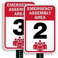 Emergency Assembly Area 2 Signs,Evacuation Sign