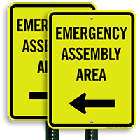Left Arrow Emergency Assembly Area Sign