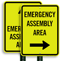 Right Arrow Emergency Assembly Area Sign