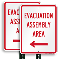 Assembly Area Left Arrow Sign