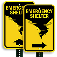 Directional Emergency Shelter Sign With Graphic