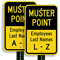 Employees Last Names L-Z Muster Point Sign