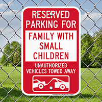 Reserved Parking For Family With Small Children Signs