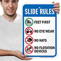 Feet First Slide Rules Signs