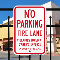 Georgia Fire Lane No Parking Signs