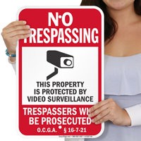 Georgia Trespassers Will Be Prosecuted Sign