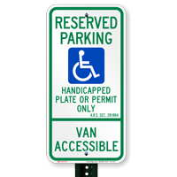 Arizona Reserved ADA Parking Signs, A.R.S. § 28-884