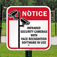 Infrared Security Cameras With Face Recognition Sign