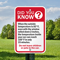 Do Not Leave Children Pets In Car Signs