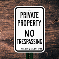 Mississippi No Trespassing Sign