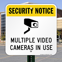 Multiple Video Cameras In Use Surveillance Sign