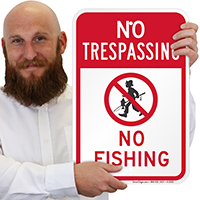 No Fishing With Graphic No Trespassing Sign