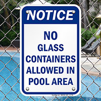 No Glass Containers Allowed Pool Area Signs