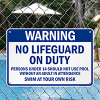 No Lifeguard On Duty Warning Signs