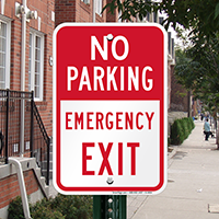 NO PARKING EMERGENCY EXIT Signs