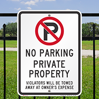No Parking, Private Property, Violators Towed Signs