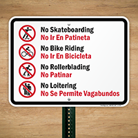 Bilingual No Skateboarding Sign (with Graphic)