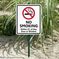 No Smoking Within 25' On Any Door Sign