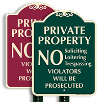 Private Property No Soliciting Loitering Trespassing Sign