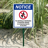 No Soliciting Or Distribution Allowed Lawnboss Sign