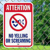 No Yelling Or Screaming Pool Signs