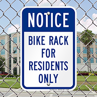 Notice - Bike Rack For Residents Only Signs