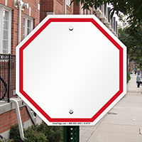 Blank Signs, Octagon Shape, Red Printed Border