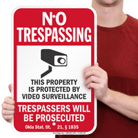 Oklahoma Property Is Protected By Video Surveillance Sign