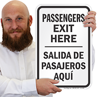 Passengers Exit Here Bilingual Drop Off Sign