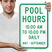 Pool Hours Signs
