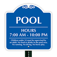 Pool Hours 7:00 AM To 10:00 PM Sign