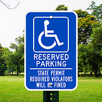 Reserved Parking State Permit Required Signs