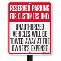 Florida Reserved Customer Parking Tow-Away Signs